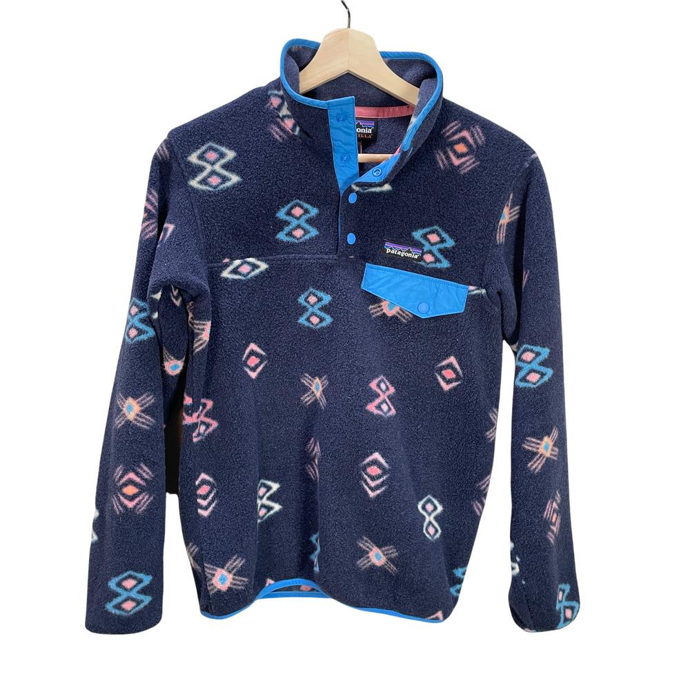 Patagonia Women's XXS Synchilla Fleece Pullover Space Spirits Neo Navy Blue